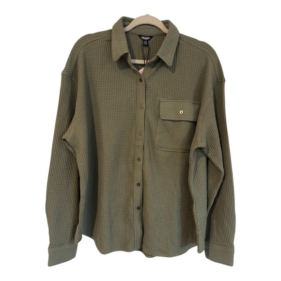 Buffalo David Bitton Tops - Buffalo David Bitton Waffle Knit Button Up Shirt Faded Sage Green SLC0027 Small